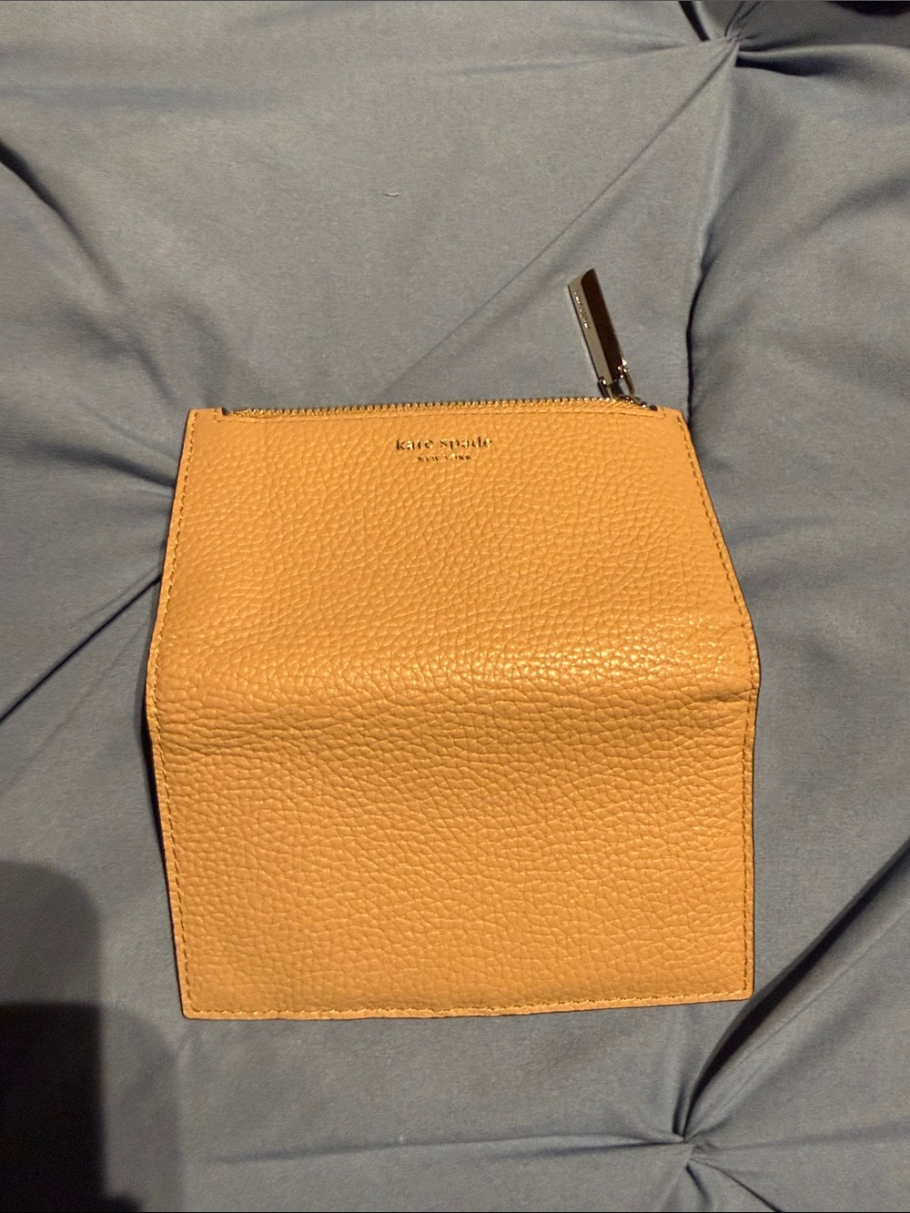 kate spade Pebbled Leather Cosmetic Pouch in Mustard Yellow